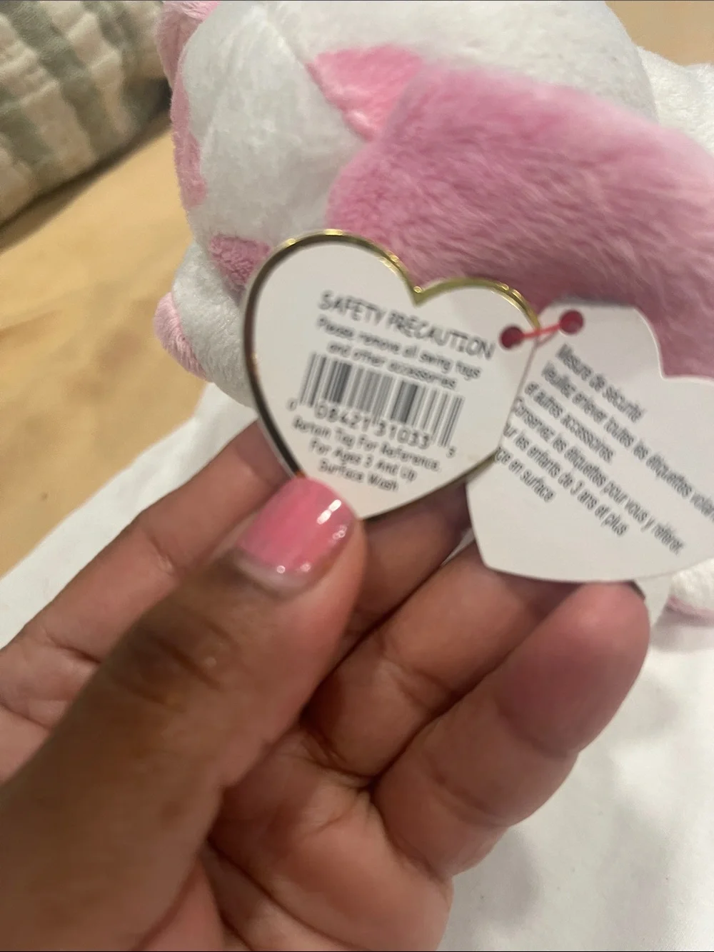 Ty White and Pink Plush Puppy Dog Toy